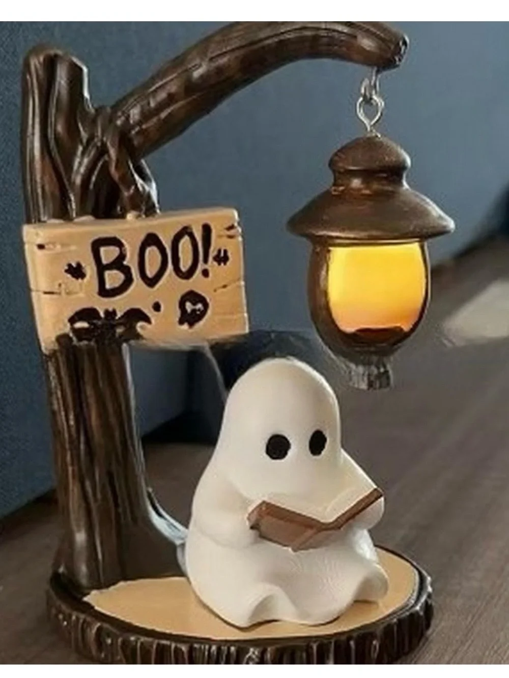 Cute White Ghost Figurine with Lantern - Home Accent Decor
